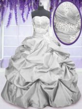  Sleeveless Lace Up Floor Length Embroidery and Pick Ups Sweet 16 Dresses