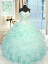 Most Popular Floor Length Apple Green Sweet 16 Dresses Sweetheart Sleeveless Lace Up