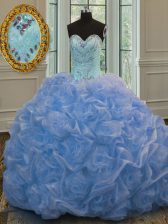 On Sale Floor Length Baby Blue Vestidos de Quinceanera Sweetheart Sleeveless Lace Up