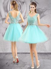  Tulle Sleeveless Mini Length Prom Dress and Appliques