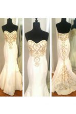 Customized Mermaid White Sweetheart Neckline Beading and Appliques Sleeveless Zipper