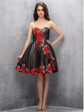  Mini Length Brown and Pink And Black Prom Evening Gown Sweetheart Sleeveless Zipper