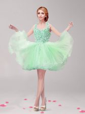 Exceptional Mini Length Apple Green Prom Evening Gown Halter Top Sleeveless Backless