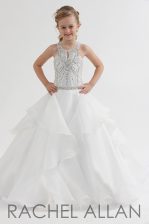  Scoop Sleeveless Organza Flower Girl Dress Beading and Ruffles Zipper