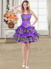  Ruffled Mini Length Ball Gowns Sleeveless Eggplant Purple Evening Dress Lace Up