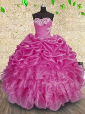 Cheap Sleeveless Lace Up Floor Length Beading and Appliques and Ruffles and Ruching Quinceanera Gowns