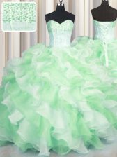  Visible Boning Two Tone Sweetheart Sleeveless Lace Up Quinceanera Dress Multi-color Organza