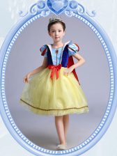 Deluxe Square Yellow Zipper Flower Girl Dresses for Less Bowknot Short Sleeves Knee Length