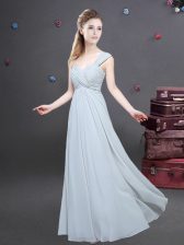 Luxury Grey Vestidos de Damas Prom and Party and Wedding Party with Ruching One Shoulder Sleeveless Zipper