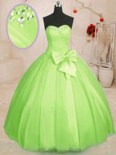 Dynamic Sleeveless Beading and Bowknot Lace Up Sweet 16 Dress