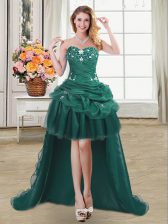  Pick Ups Sweetheart Sleeveless Lace Up Homecoming Dress Dark Green Organza