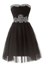  Knee Length Black Prom Evening Gown Sweetheart Sleeveless Zipper