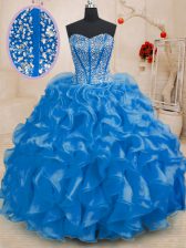  Sleeveless Beading and Ruffles Lace Up Vestidos de Quinceanera