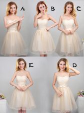  Off the Shoulder Mini Length A-line Sleeveless Champagne Quinceanera Court Dresses Lace Up