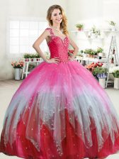  Straps Ruffled Floor Length Ball Gowns Sleeveless Multi-color Quinceanera Gowns Zipper
