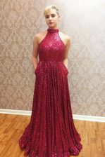 Custom Design Halter Top Sleeveless Sequins Zipper Homecoming Dress