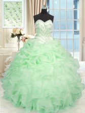  Apple Green Sweetheart Neckline Beading and Ruffles Sweet 16 Dress Sleeveless Lace Up