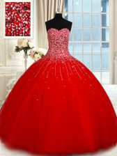  Sleeveless Lace Up Floor Length Beading Sweet 16 Quinceanera Dress
