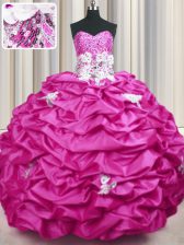  Sleeveless Sweep Train Lace Up With Train Appliques and Sequins and Pick Ups Sweet 16 Dresses