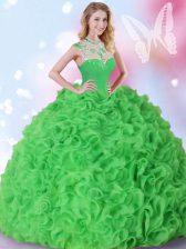 Smart Sleeveless Organza Quinceanera Dresses Beading and Ruffles Zipper
