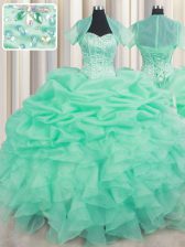 Cheap Sleeveless Beading and Ruffles and Pick Ups Lace Up 15 Quinceanera Dress