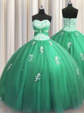  Tulle Sleeveless Floor Length Quinceanera Dress and Beading and Appliques