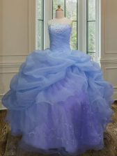  Sleeveless Embroidery and Pick Ups Lace Up Quince Ball Gowns