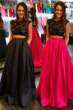  Scoop Cap Sleeves Backless Black Satin