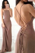  Sleeveless Sweep Train Criss Cross With Train Ruching Prom Dress