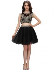  High-neck Sleeveless Chiffon Homecoming Dress Beading Backless