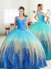Luxurious Floor Length Multi-color Ball Gown Prom Dress Straps Sleeveless Zipper
