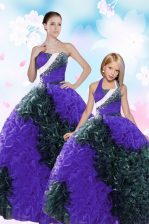  Multi-color Taffeta Lace Up Sweetheart Sleeveless Floor Length Ball Gown Prom Dress Sequins and Pick Ups