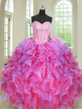 Latest Multi-color Sleeveless Organza Lace Up 15th Birthday Dress for Military Ball and Sweet 16 and Quinceanera