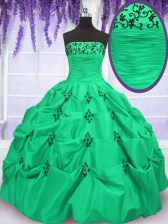 Shining Sleeveless Floor Length Embroidery and Pick Ups Lace Up Quinceanera Dress