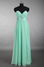  Chiffon Sweetheart Sleeveless Zipper Ruching Prom Dress in Apple Green