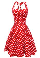 Stylish White And Red Homecoming Dress Prom and Party with Pattern Scoop Sleeveless Backless