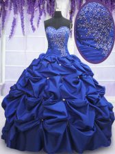 Adorable Royal Blue Sleeveless Floor Length Beading and Pick Ups Lace Up Quinceanera Dresses