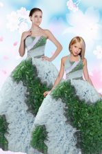 Flirting Sequins Pick Ups Floor Length Ball Gowns Sleeveless Multi-color 15th Birthday Dress Lace Up