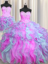 Decent Three Piece Ball Gowns Sleeveless Multi-color Vestidos de Quinceanera Lace Up