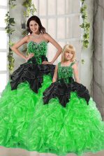 Adorable Organza Sleeveless Floor Length Sweet 16 Dress and Beading and Ruffles