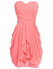  Knee Length Watermelon Red Prom Dresses Sweetheart Sleeveless Lace Up