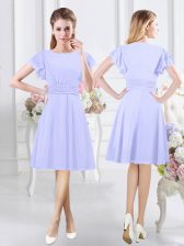  Scoop Short Sleeves Side Zipper Knee Length Ruching Quinceanera Dama Dress
