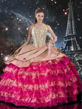 Spectacular Multi-color Lace Up Quinceanera Dresses Beading and Ruffles Sleeveless Floor Length