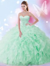  Sweetheart Sleeveless Lace Up Quinceanera Gown Apple Green Organza
