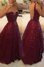Low Price Lace Burgundy Homecoming Dress Prom and Party with Beading V-neck Sleeveless Backless