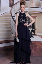  Scoop Black Lace Up Prom Evening Gown Beading and Lace Sleeveless Floor Length