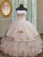 Enchanting Embroidery Floor Length Ball Gowns Sleeveless White 15 Quinceanera Dress Lace Up