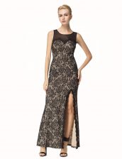 Adorable Scoop Black Sleeveless Ankle Length Lace Zipper Prom Party Dress