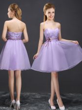  A-line Damas Dress Lavender Sweetheart Organza Sleeveless Mini Length Lace Up