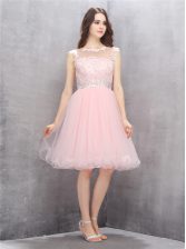  Scoop Sleeveless Beading and Appliques Zipper Homecoming Dress